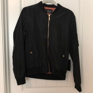 Womens satin zip bomber jacket